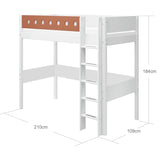 High Bed 184 cm with Ladder and Safety Rail, 90x200 cm, White HIGHBED 200 flexa-com.myshopify.com
