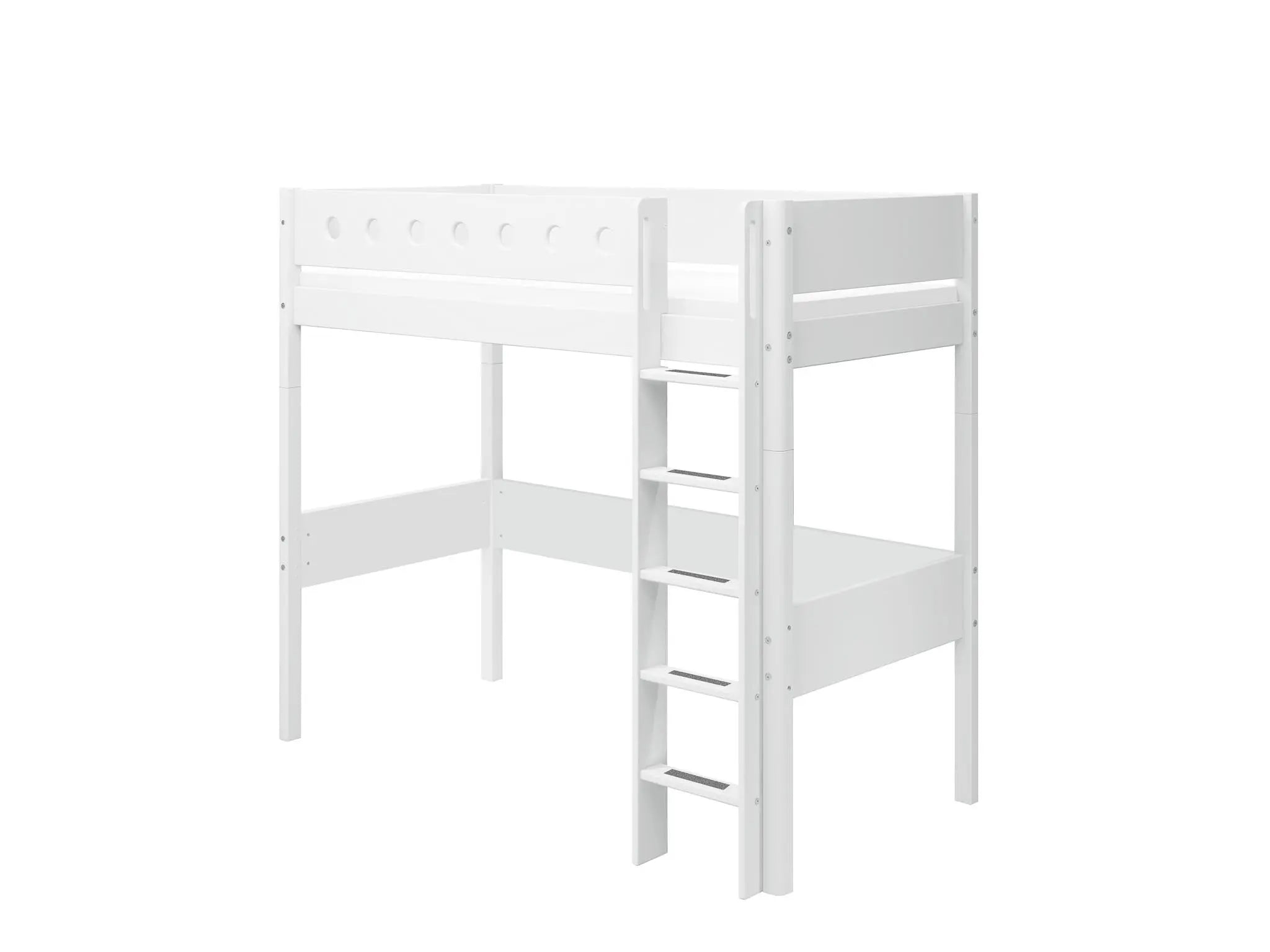 High Bed 184 cm with Ladder and Safety Rail, 90x200 cm, White HIGHBED 200 flexa-com.myshopify.com