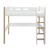 High Bed 184 cm with Ladder and Safety Rail, 90x200 cm, White/Oak HIGHBED 200 flexa-com.myshopify.com