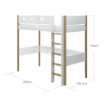 High Bed 184 cm with Ladder and Safety Rail, 90x200 cm, White/Oak HIGHBED 200 flexa-com.myshopify.com