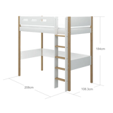 High Bed 184 cm with Ladder and Safety Rail, 90x200 cm, White/Oak HIGHBED 200 flexa-com.myshopify.com