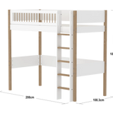 High Bed 184 cm with Ladder and Safety Rail, 90x200 cm, White/Oak HIGHBED 90X200 flexa-com.myshopify.com
