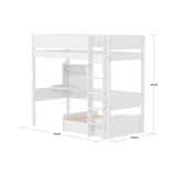 High Bed 184 cm with Sofa, Desk, Ladder and Safety Rail, 90x200 cm, White HIGHBED 90X200 flexa-com.myshopify.com