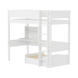 High Bed 184 cm with Sofa, Desk, Ladder and Safety Rail, 90x200 cm, White HIGHBED 90X200 flexa-com.myshopify.com