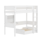 High Bed 184 cm with Sofa, Desk, Ladder and Safety Rail, 90x200 cm, White HIGHBED 90X200 flexa-com.myshopify.com