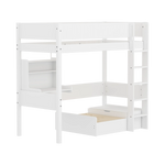 High Bed 184 cm with Sofa, Desk, Ladder and Safety Rail, 90x200 cm, White HIGHBED 90X200 flexa-com.myshopify.com