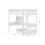 High Bed 184 cm with Sofa, Desk, Ladder and Safety Rail, 90x200 cm, White HIGHBED 90X200 flexa-com.myshopify.com