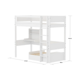 High Bed 184 cm with Sofa, Desk, Ladder and Safety Rail, 90x200 cm, White HIGHBED 90X200 flexa-com.myshopify.com