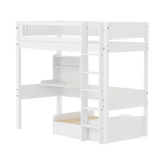 High Bed 184 cm with Sofa, Desk, Ladder and Safety Rail, 90x200 cm, White HIGHBED 90X200 flexa-com.myshopify.com