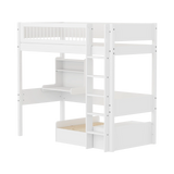 High Bed 184 cm with Sofa, Desk, Ladder and Safety Rail, 90x200 cm, White HIGHBED 90X200 flexa-com.myshopify.com