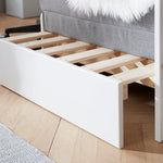 High Bed 184 cm with Sofa, Desk, Ladder and Safety Rail, 90x200 cm, White/Oak HIGHBED 200 flexa-com.myshopify.com