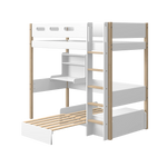 High Bed 184 cm with Sofa, Desk, Ladder and Safety Rail, 90x200 cm, White/Oak HIGHBED 200 flexa-com.myshopify.com