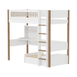 High Bed 184 cm with Sofa, Desk, Ladder and Safety Rail, 90x200 cm, White/Oak HIGHBED 90X200 flexa-com.myshopify.com