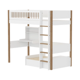 High Bed 184 cm with Sofa, Desk, Ladder and Safety Rail, 90x200 cm, White/Oak HIGHBED 90X200 flexa-com.myshopify.com