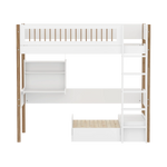 High Bed 184 cm with Sofa, Desk, Ladder and Safety Rail, 90x200 cm, White/Oak HIGHBED 90X200 flexa-com.myshopify.com