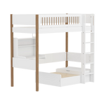 High Bed 184 cm with Sofa, Desk, Ladder and Safety Rail, 90x200 cm, White/Oak HIGHBED 90X200 flexa-com.myshopify.com