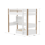 High Bed 184 cm with Sofa, Desk, Ladder and Safety Rail, 90x200 cm, White/Oak HIGHBED 90X200 flexa-com.myshopify.com