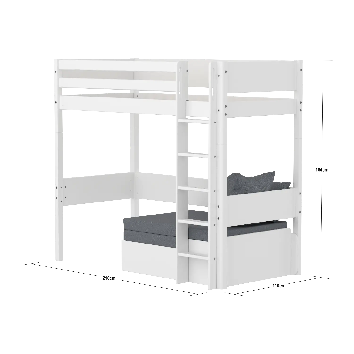 High bed with sofa and sofa mattress, 90x200 cm HIGHBED 90X200 flexa-com.myshopify.com