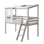 Mid-High Bed with 1/2 Classic House, 90x200 cm, White/Grey MID_HIGH-BED 200 flexa-com.myshopify.com