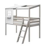 Mid-High Bed with 1/2 Classic House, 90x200 cm, White/Grey MID_HIGH-BED 200 flexa-com.myshopify.com