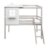 Mid-High Bed with 1/2 Classic House, 90x200 cm, White/Grey MID_HIGH-BED 200 flexa-com.myshopify.com