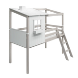Mid-High Bed with 1/2 Classic House, 90x200 cm, White/Grey MID_HIGH-BED 200 flexa-com.myshopify.com