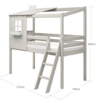 Mid-High Bed with 1/2 House, Ladder and Safety Rail, 90x200 cm, White MID_HIGH-BED 200 flexa-com.myshopify.com