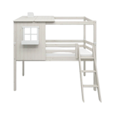 Mid-High Bed with 1/2 House, Ladder and Safety Rail, 90x200 cm, White MID_HIGH-BED 200 flexa-com.myshopify.com