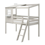 Mid-High Bed with 1/2 House, Ladder and Safety Rail, 90x200 cm, White MID_HIGH-BED 200 flexa-com.myshopify.com