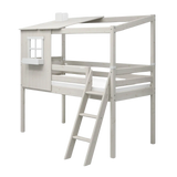 Mid-High Bed with 1/2 House, Ladder and Safety Rail, 90x200 cm, White MID_HIGH-BED 200 flexa-com.myshopify.com