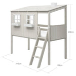 Mid-High Bed with House, Ladder and Safety Rail, 90x200 cm, White MID_HIGH-BED 200 flexa-com.myshopify.com