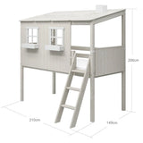 Mid-High Bed with House, Ladder and Safety Rail, 90x200 cm, White MID_HIGH-BED 200 flexa-com.myshopify.com
