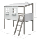 Mid-High Bed with House and Ladder, 90x200 cm, White/Grey MID_HIGH-BED 200 flexa-com.myshopify.com