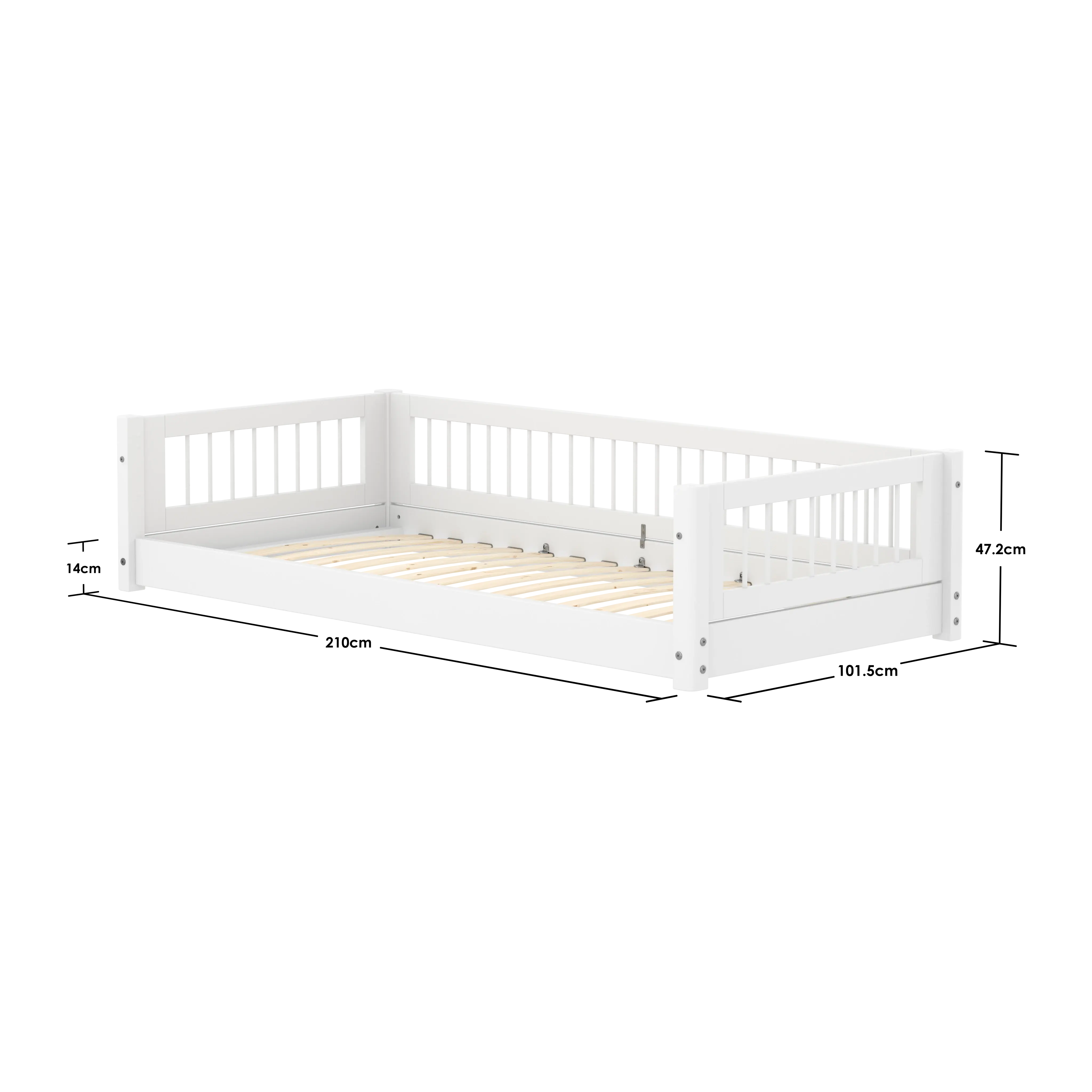 Montessori Bed with Crossbars, 90x200 cm, White MONTESSORI 90X200 flexa-com.myshopify.com