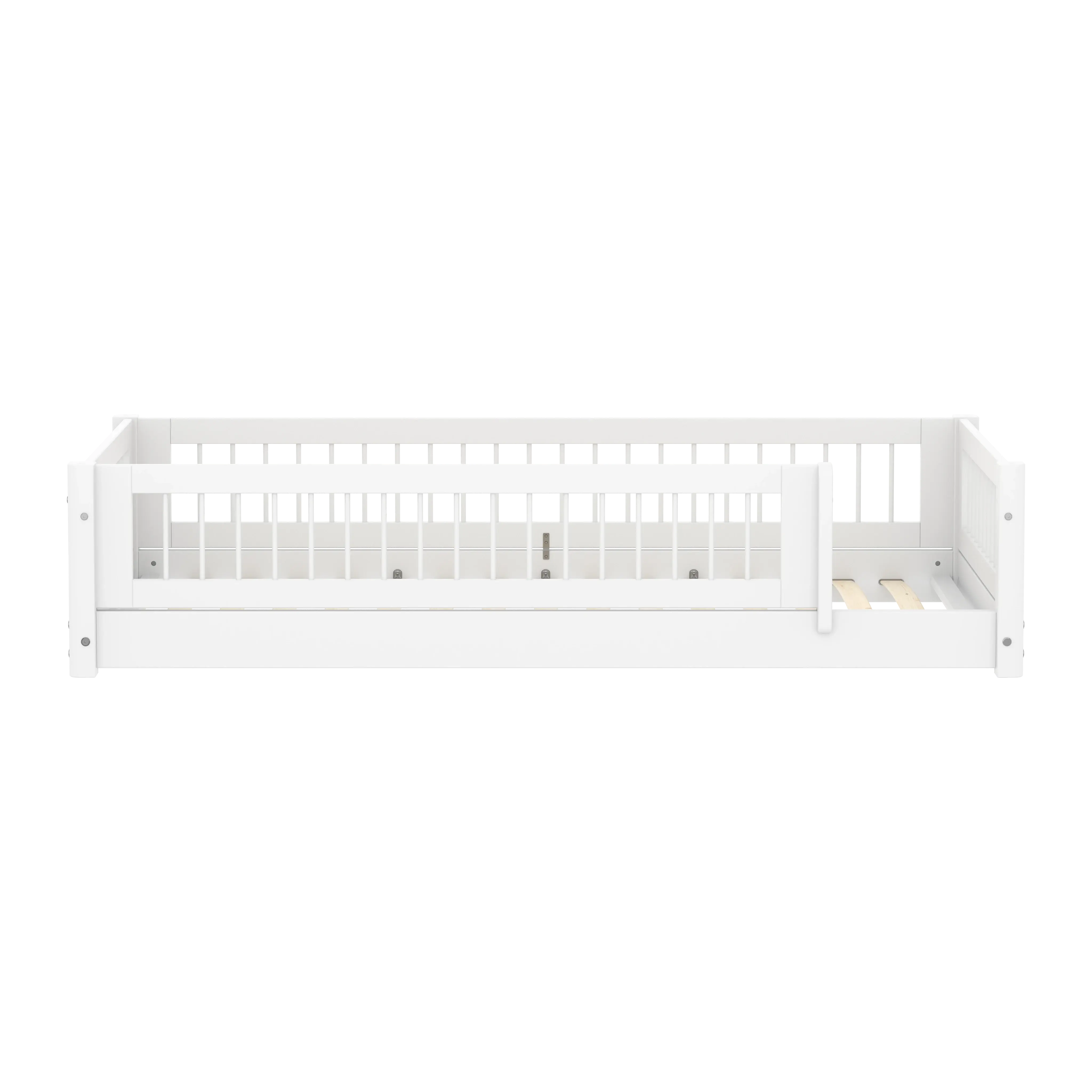 Montessori Bed with Crossbars and Safety Rail, 90x200 cm, White MONTESSORI 90X200 flexa-com.myshopify.com
