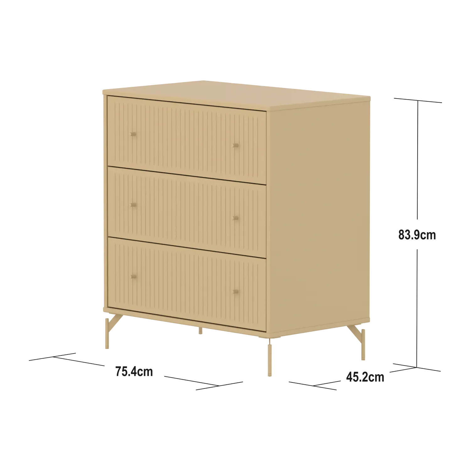 SAGA Chest, 3 drawer, Sand with grooves CHEST ACTIVE flexa-com.myshopify.com