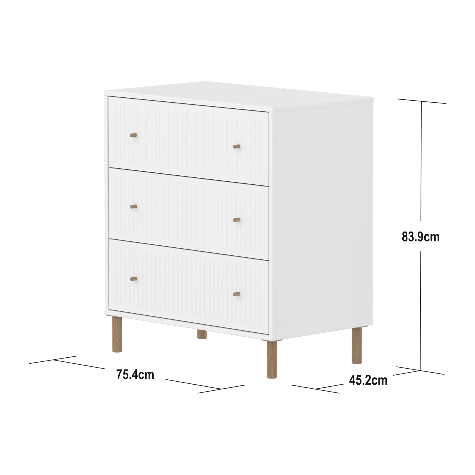 SAGA Chest, 3 drawer, White with Grooves CHEST ACTIVE flexa-com.myshopify.com