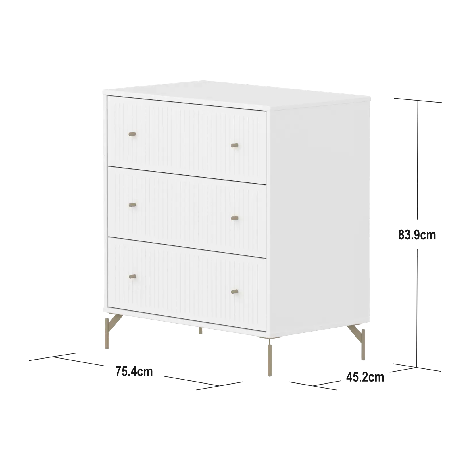 SAGA Chest, 3 drawer, White with Grooves CHEST ACTIVE flexa-com.myshopify.com