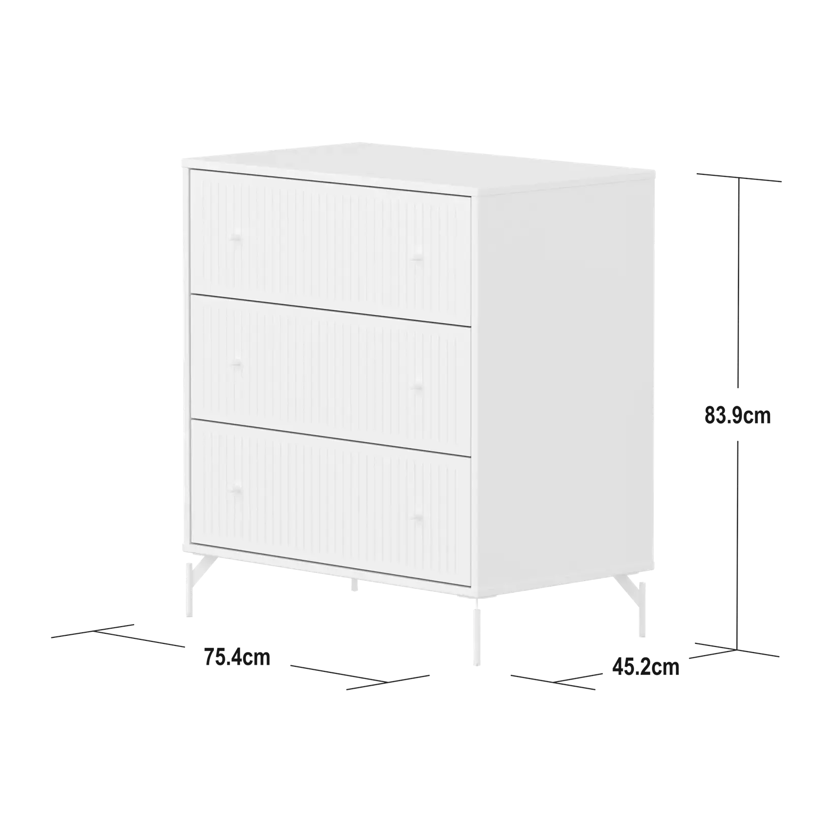 SAGA Chest, 3 drawer, White with Grooves CHEST ACTIVE flexa-com.myshopify.com