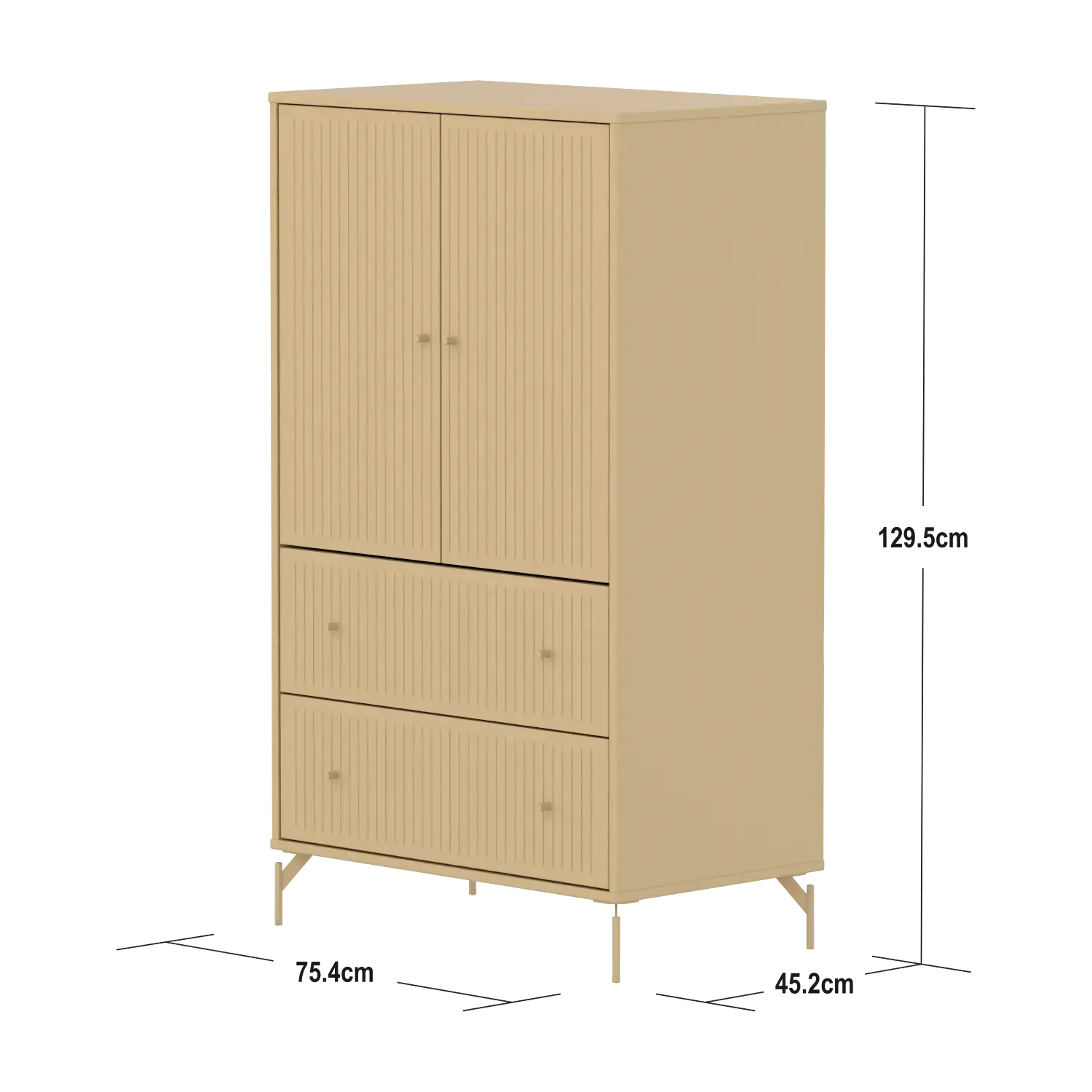 SAGA Cupboard, 2 door & 2 drawer, Sand with grooves CUPBOARD ACTIVE flexa-com.myshopify.com