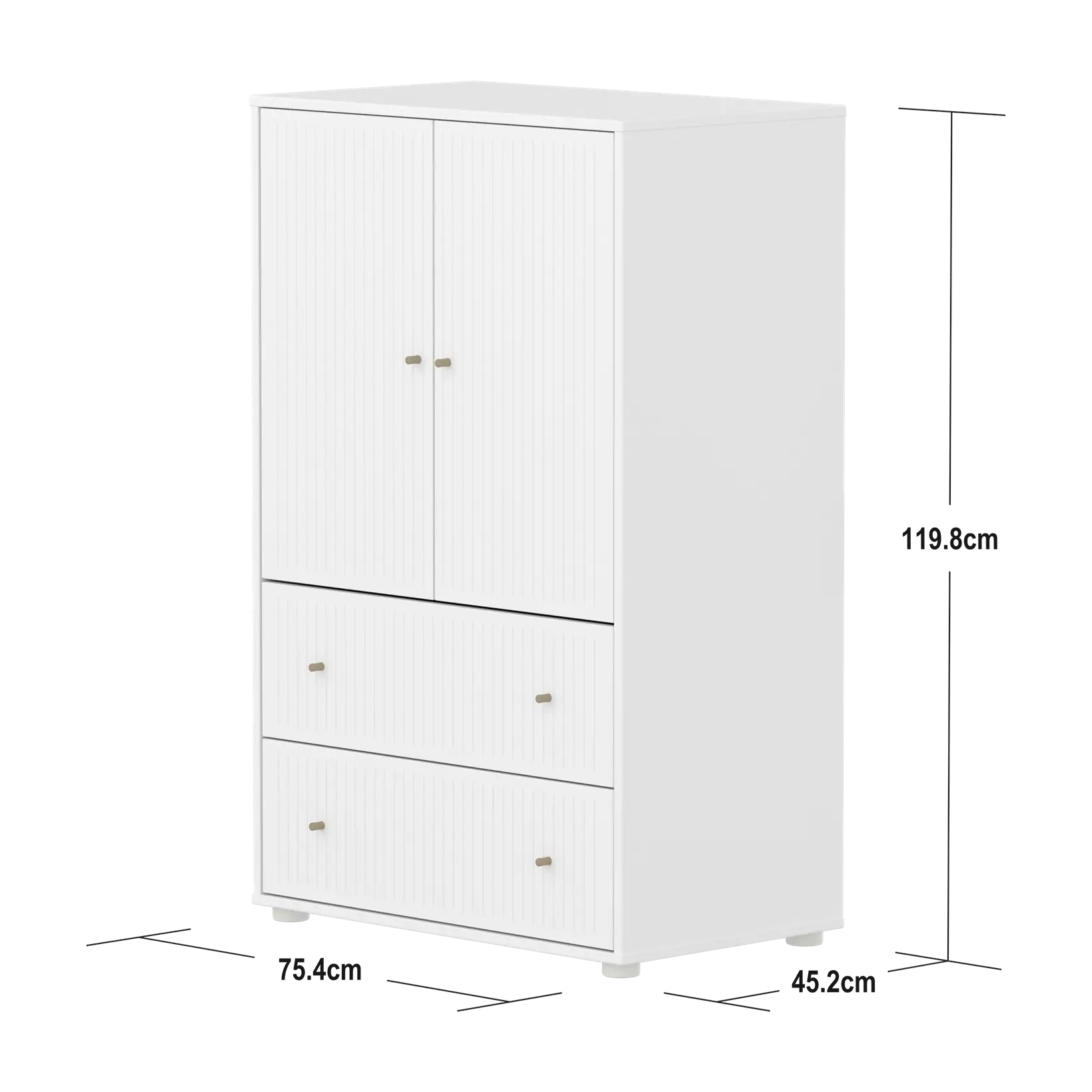 SAGA Cupboard, 2 door & 2 drawer, White with grooves CUPBOARD ACTIVE flexa-com.myshopify.com