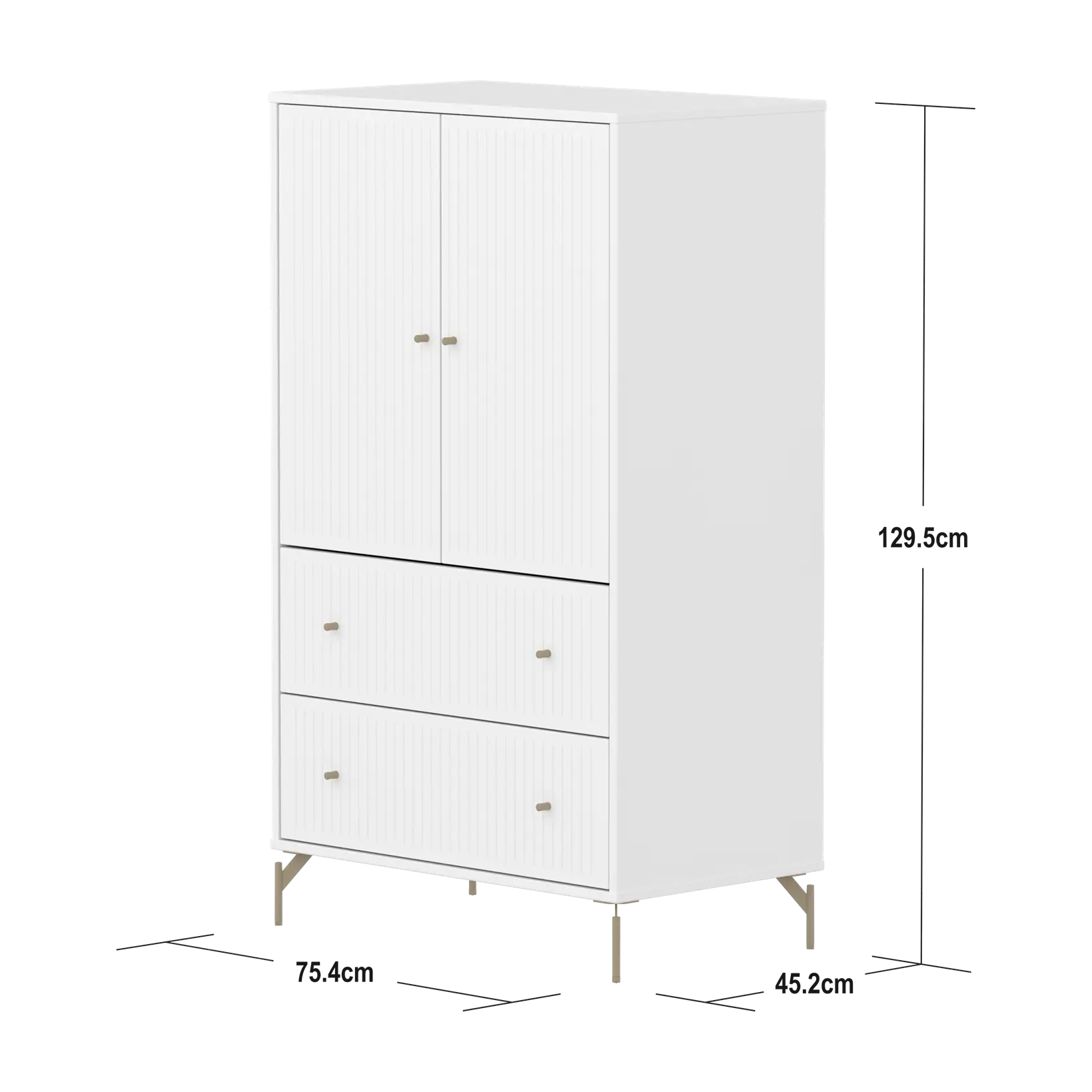 SAGA Cupboard, 2 door & 2 drawer, White with grooves CUPBOARD ACTIVE flexa-com.myshopify.com