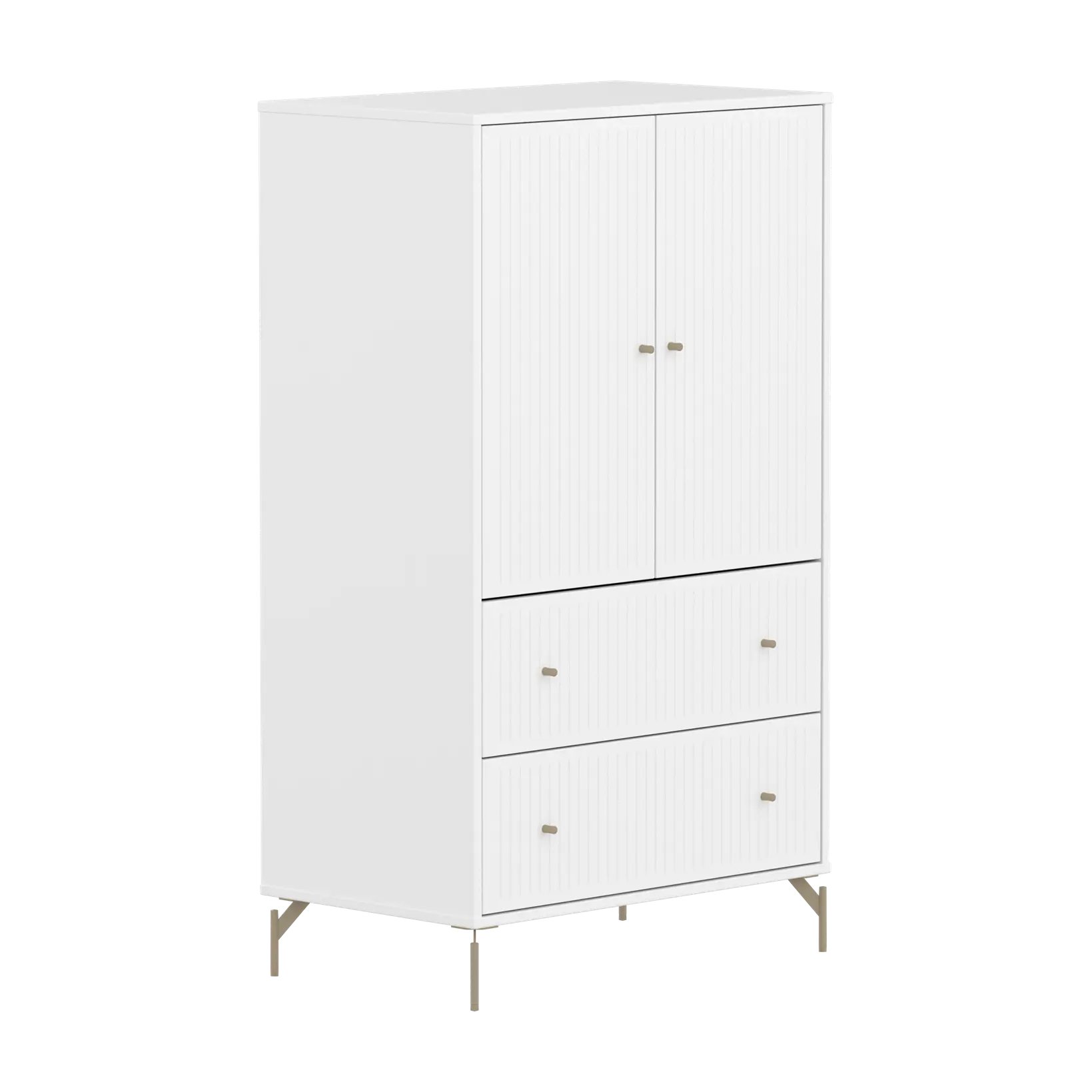 SAGA Cupboard, 2 door & 2 drawer, White with grooves CUPBOARD ACTIVE flexa-com.myshopify.com