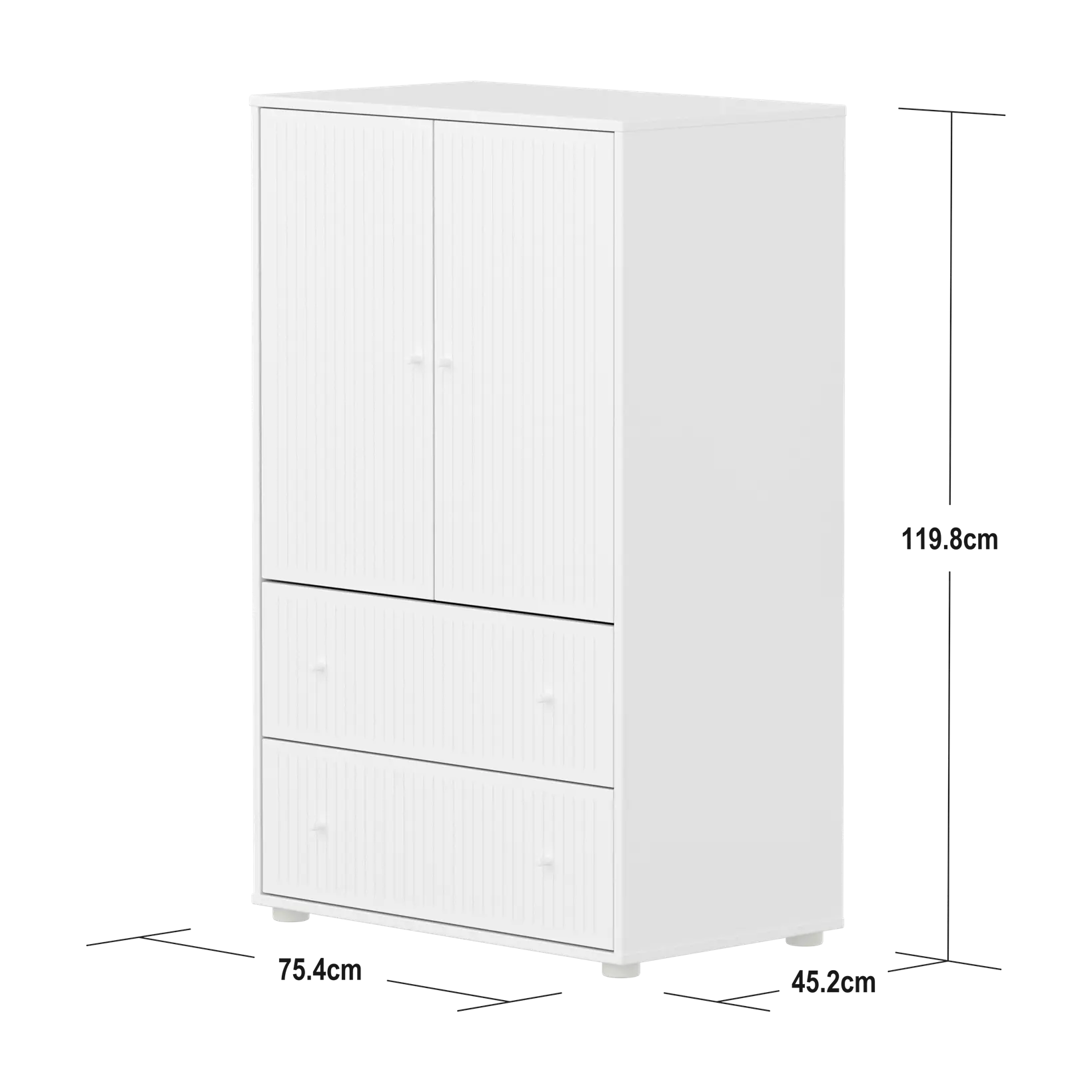 SAGA Cupboard, 2 door & 2 drawer, White with grooves CUPBOARD ACTIVE flexa-com.myshopify.com