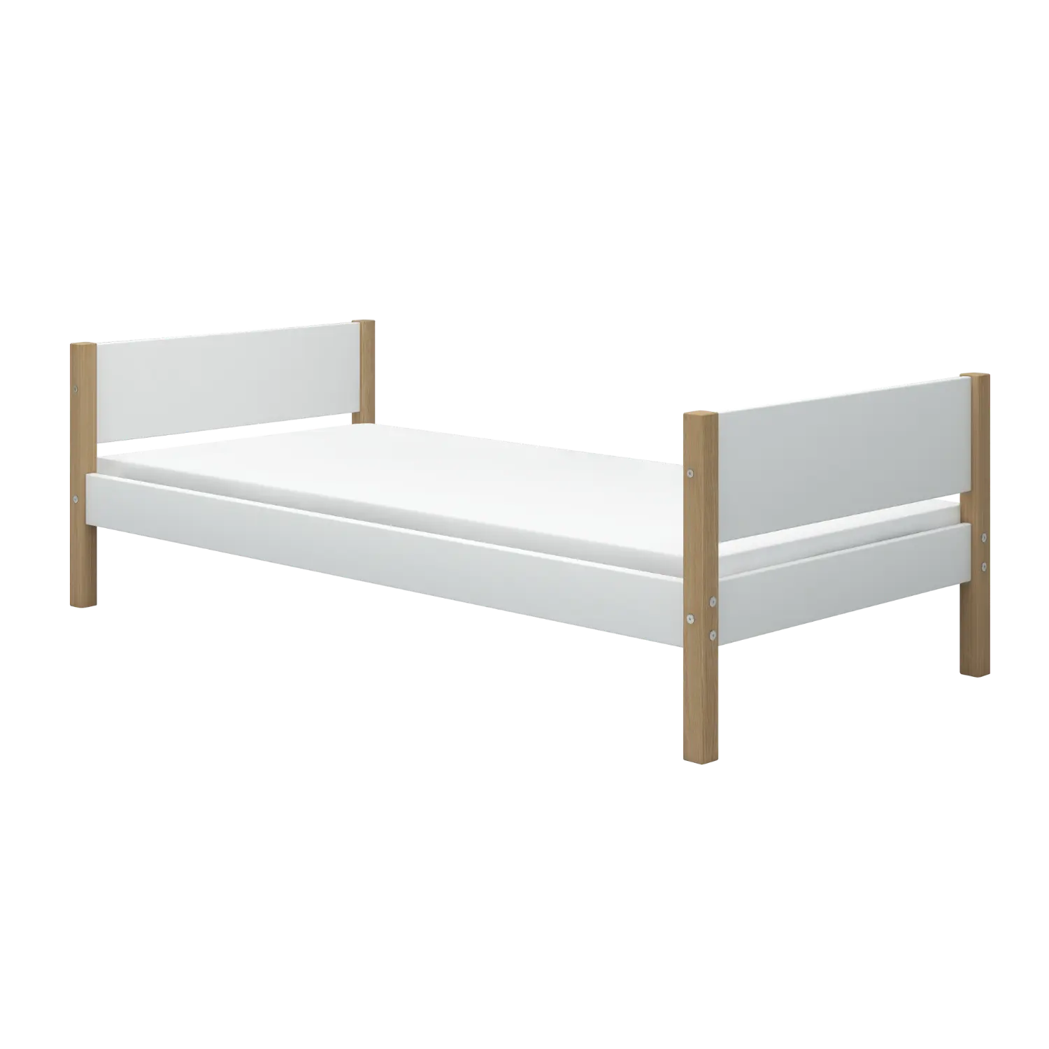 Single Bed, 90x200 cm, White/Oak SINGLE_BED 200 flexa-com.myshopify.com