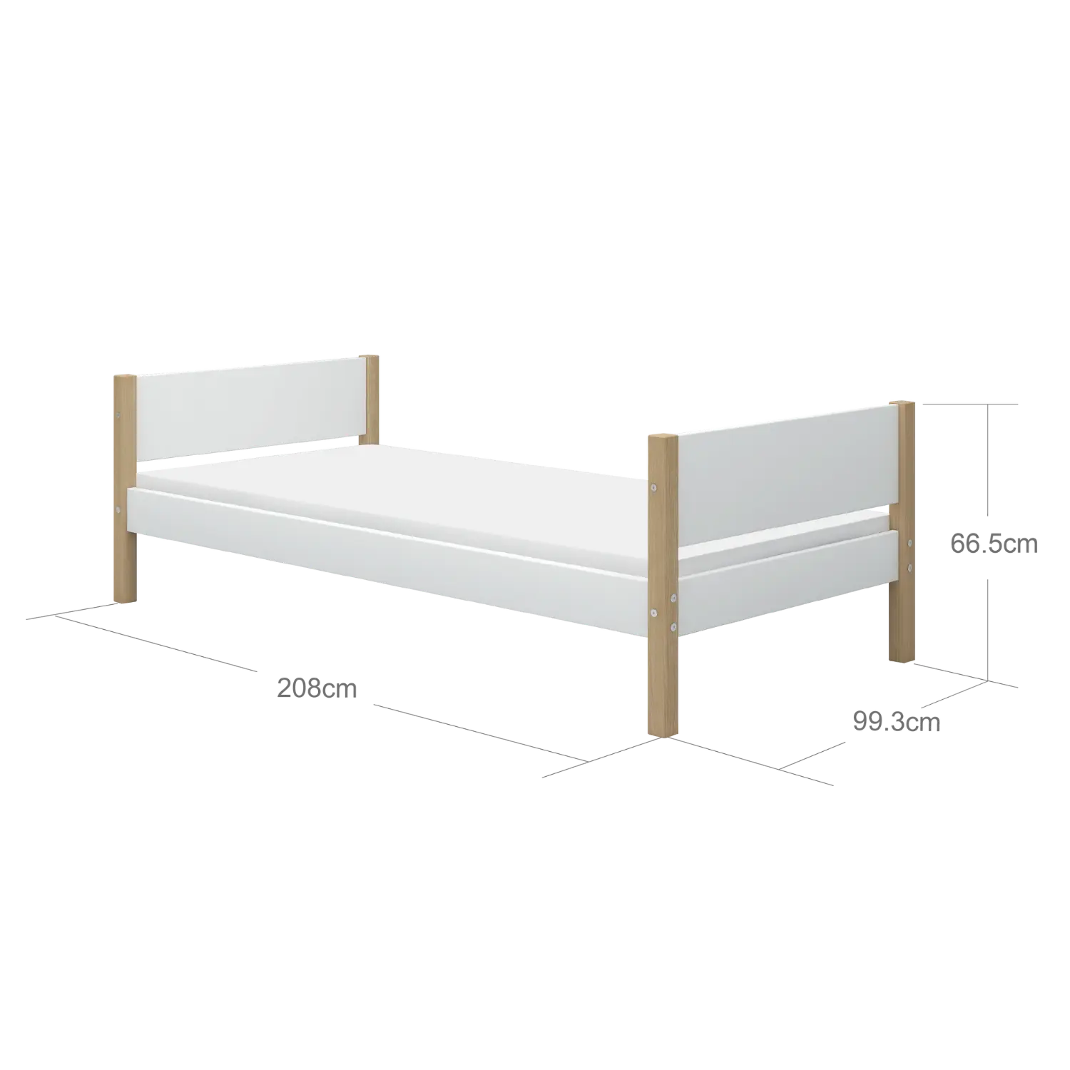 Single Bed, 90x200 cm, White/Oak SINGLE_BED 200 flexa-com.myshopify.com