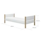 Single Bed, 90x200 cm, White/Oak SINGLE_BED 200 flexa-com.myshopify.com