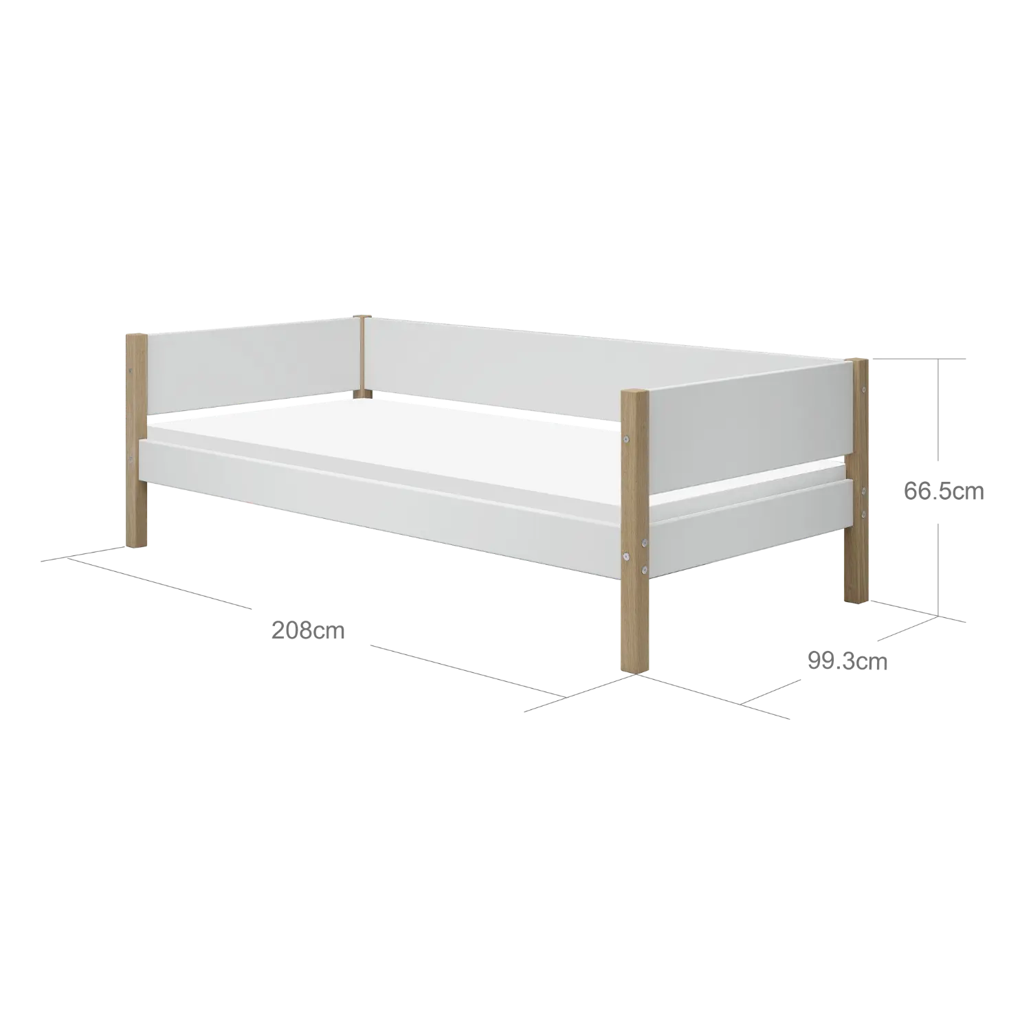 Single Bed, 90x200 cm, White/Oak SINGLE_BED 200 flexa-com.myshopify.com