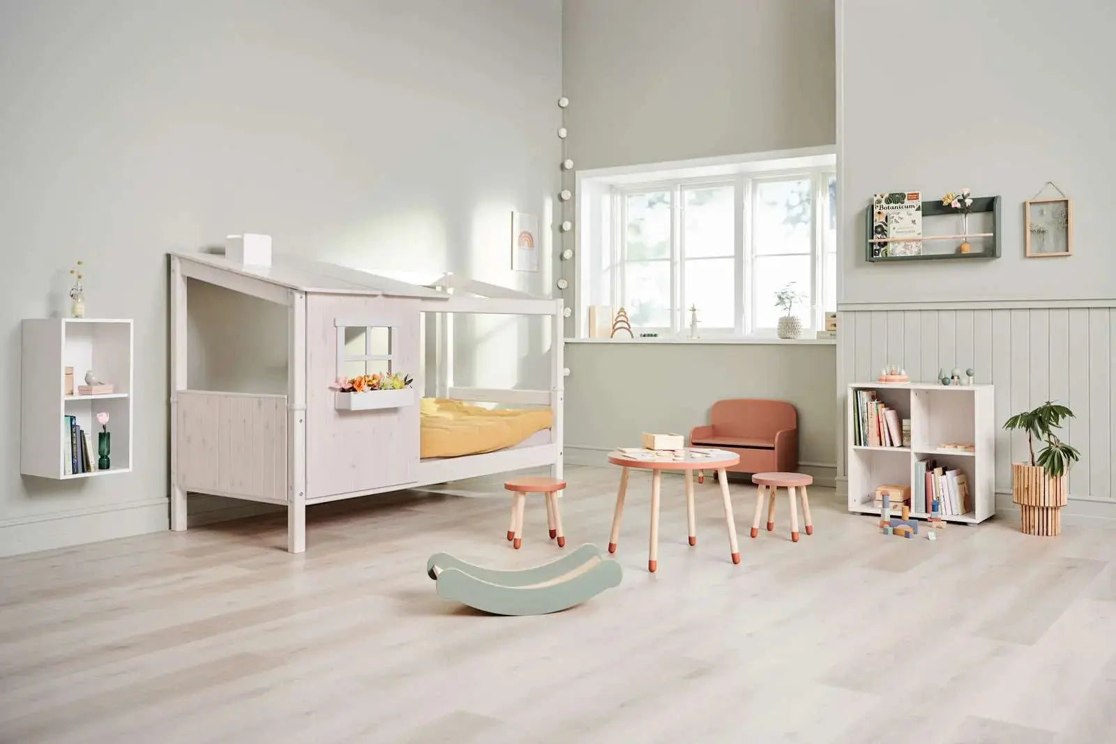 Single Bed with 1/2 House, Ladder, 90x200 cm, White SINGLE_BED 200 flexa-com.myshopify.com