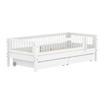 Single Bed with Crossbars, Storage and Safety Rail, 90x200 cm, White SINGLE_BED 200 flexa-com.myshopify.com